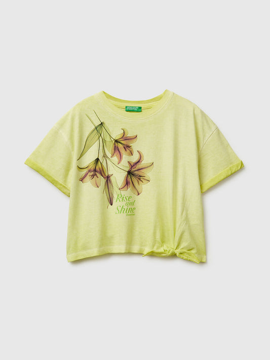 Cotton T-shirt with knot