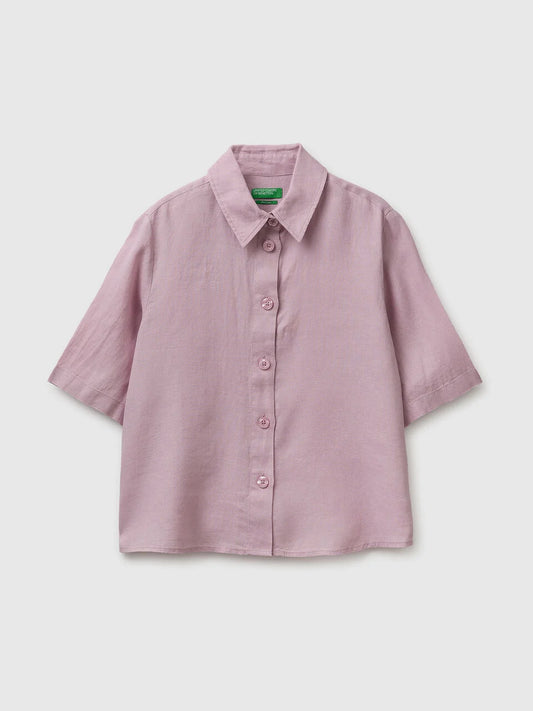 PURE LINEN SHORT SLEEVE BLOUSE