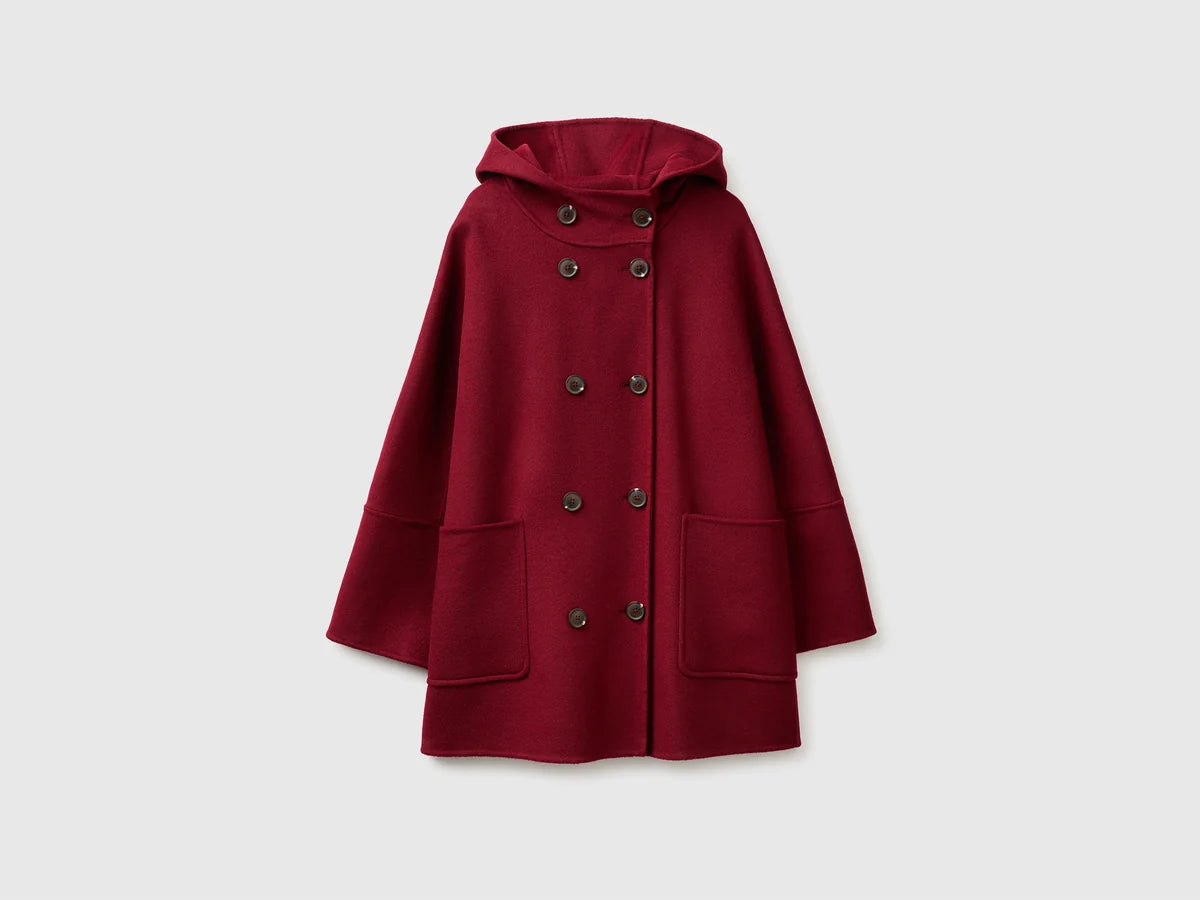 DOUBLE BREASTED COAT WITH HOOD