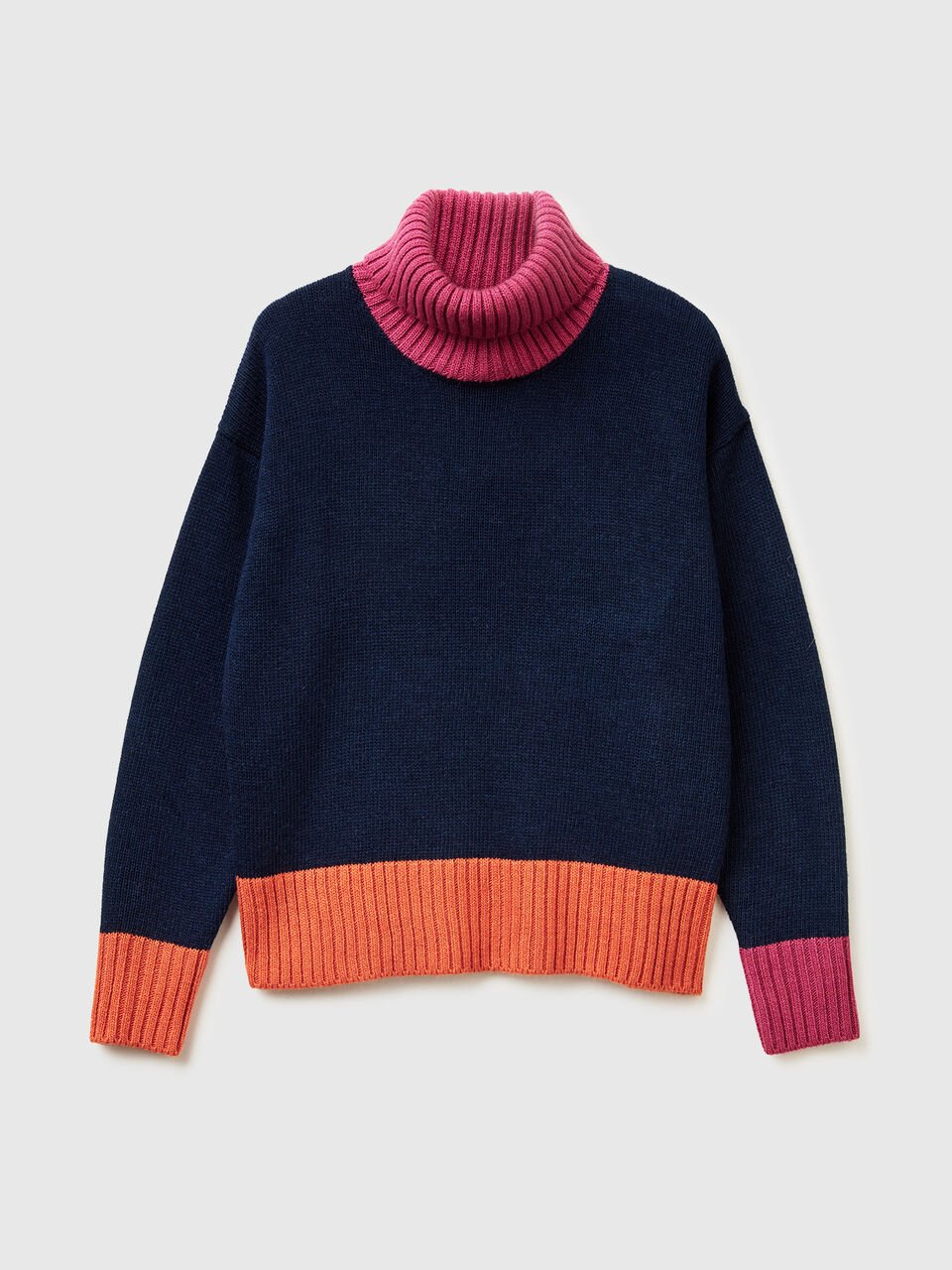 Colour Block Turtle Neck