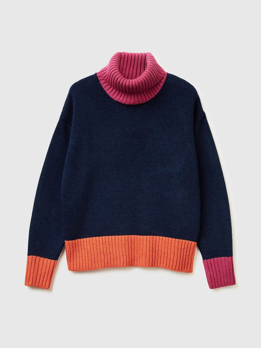 Colour Block Turtle Neck