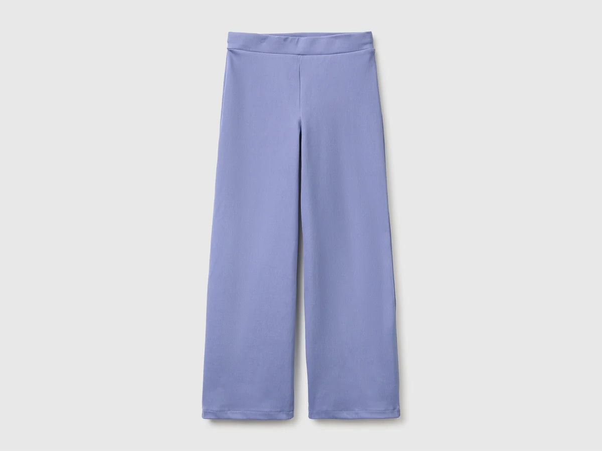 Wide leg trousers in stretch cotton