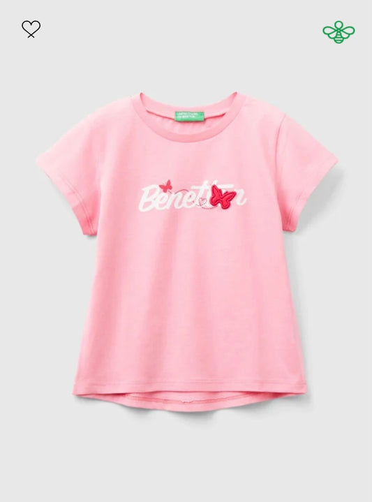 Kid girl -motif T-shirt pale pink