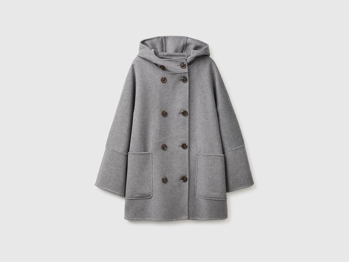 Wool blend coat with hood
