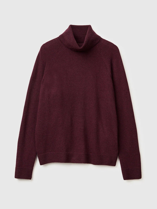 BURNT BROWN TURTLENECK SWEATER IN CASHMERE AND WOOL BLEND