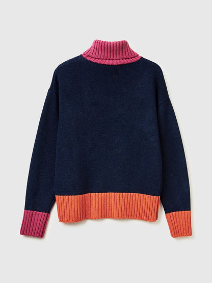 Colour Block Turtle Neck