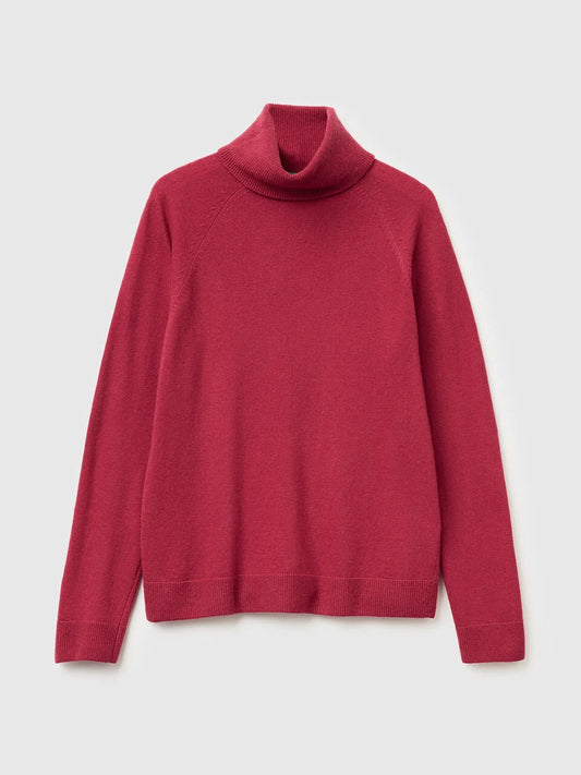 RED TURTLENECK SWEATER IN CASHMERE AND WOOL BLEND