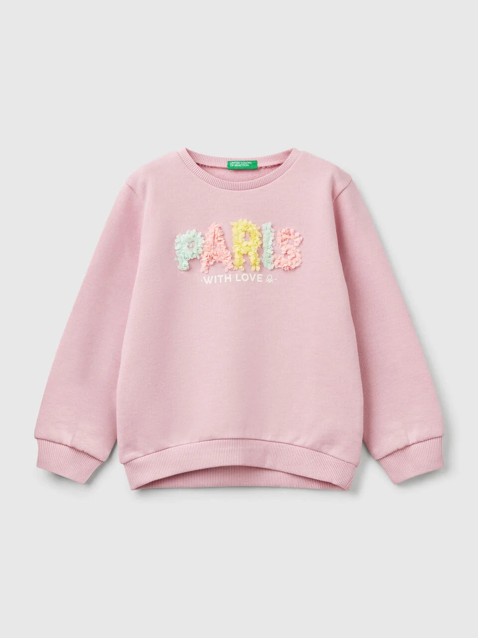 SWEATSHIRT WITH PETAL LOOK APPLIQUE