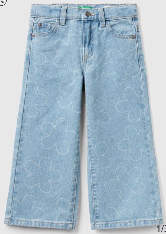 Toddler Girl Wide Fit Floral Detail Jeans