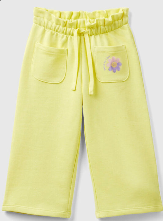 Toddler Girl Yellow Wide Leg Sweatpants