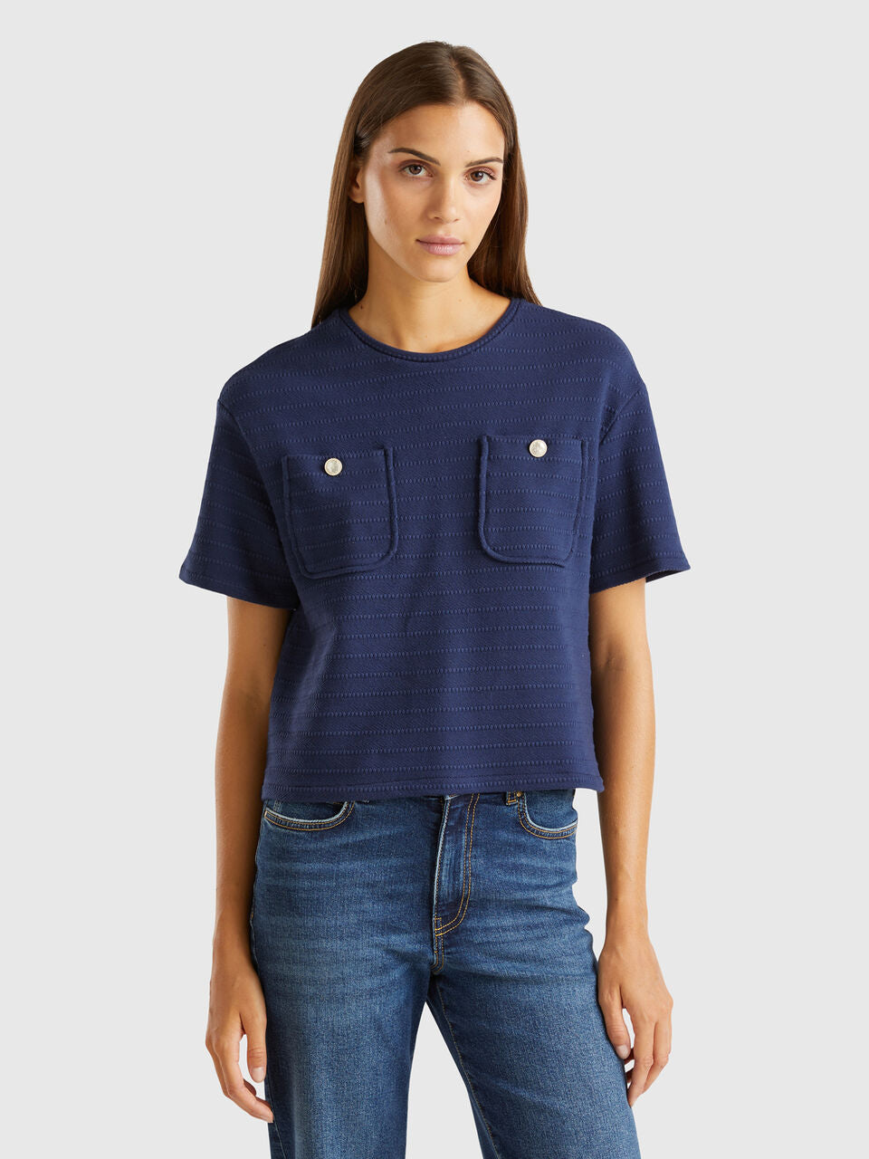 WOMENS BUTTON DETAIL T-SHIRT