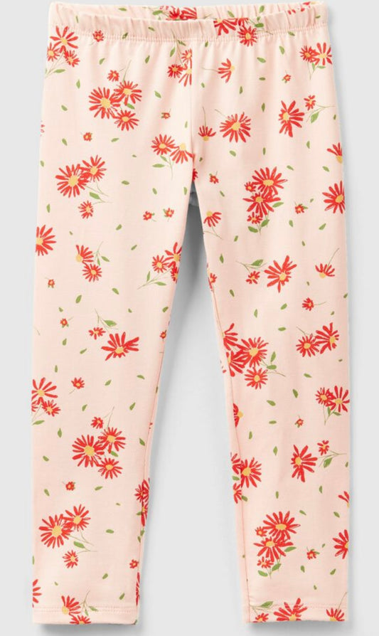 Toddle girls flesh pink leggings with floral print