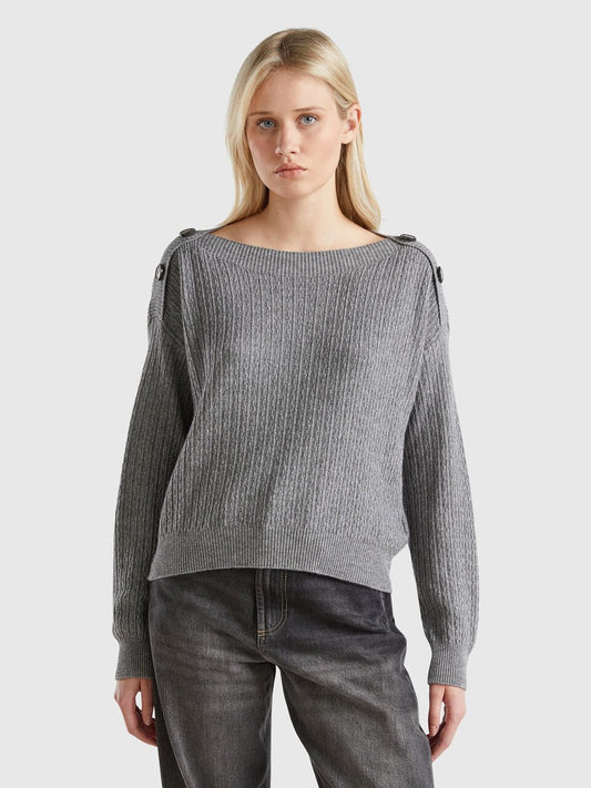 RIBBED BOAT NECK JUMPER