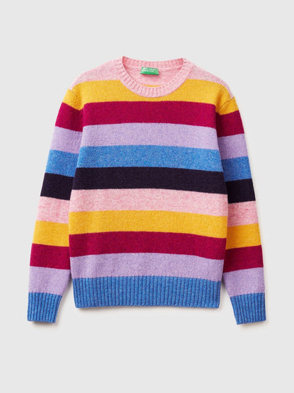 STRIPED SWEATER IN PURE SHETLAND WOOL