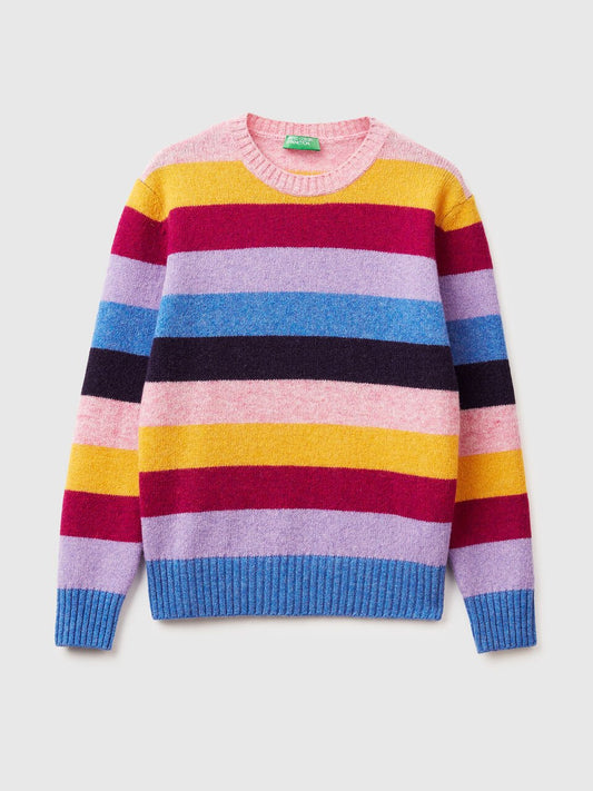 STRIPED SWEATER IN PURE SHETLAND WOOL