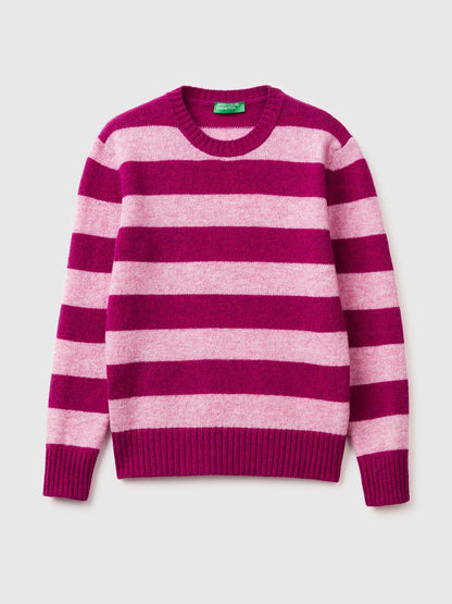 STRIPED SWEATER IN PURE SHETLAND WOOL