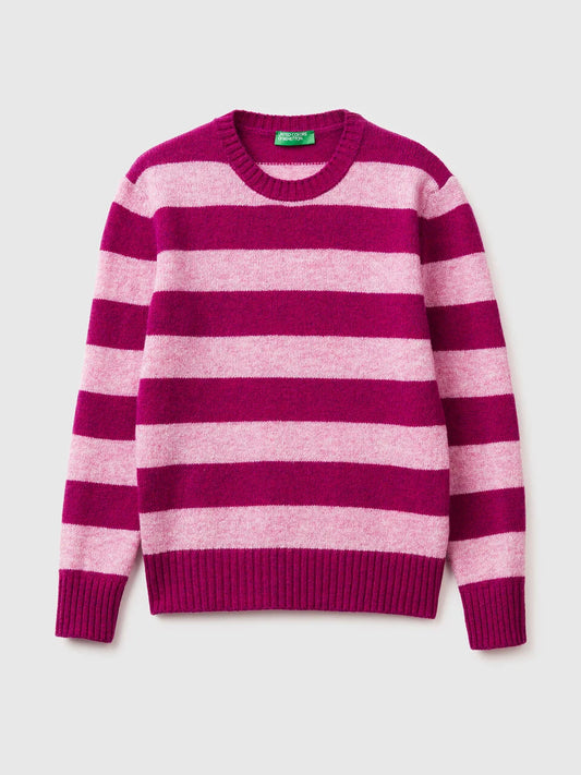STRIPED SWEATER IN PURE SHETLAND WOOL