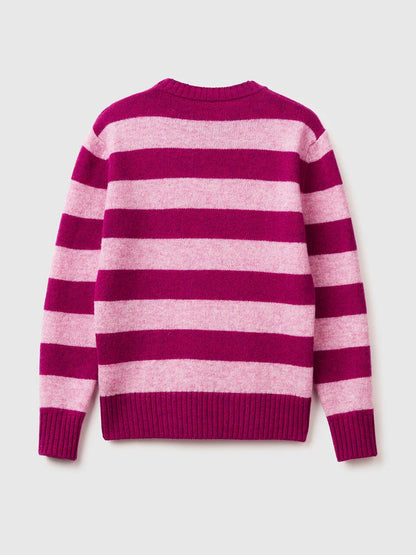 STRIPED SWEATER IN PURE SHETLAND WOOL