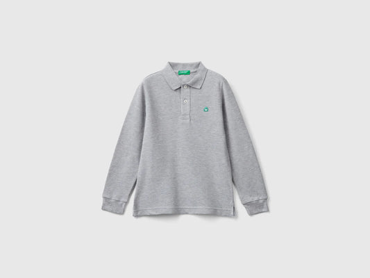 Long sleeve polo in grey