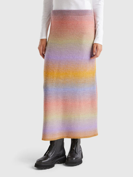 WOOL MULTI a STRIPE SKIRT