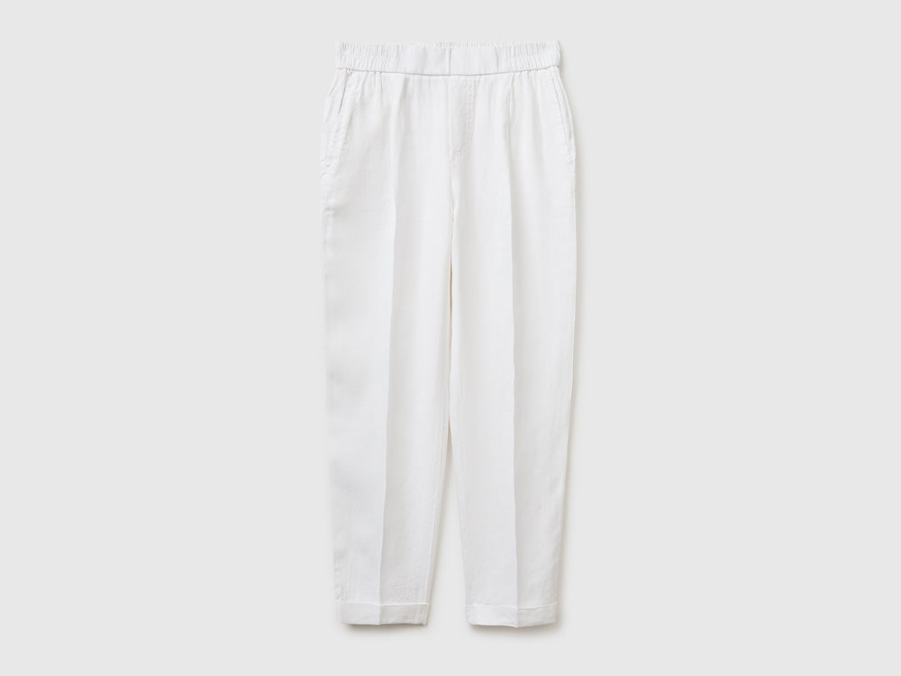 100% linen cigarette trousers