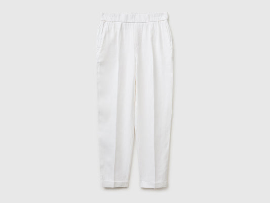 100% linen cigarette trousers