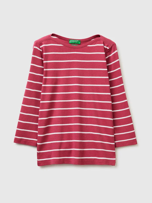 Striped t-shirt with boat neck