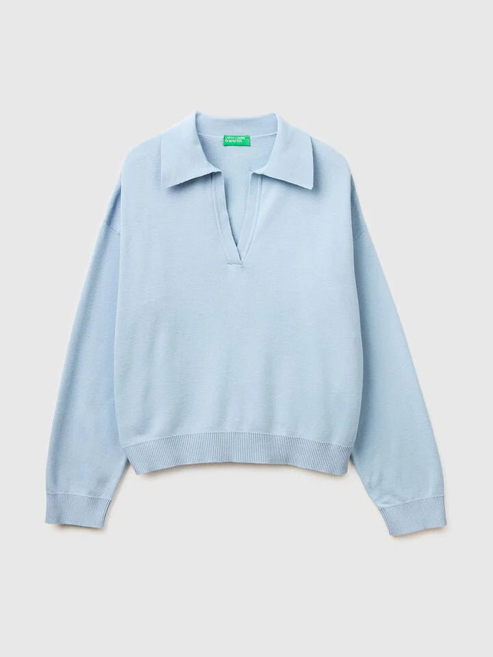 Premium cotton polo neck sweater
