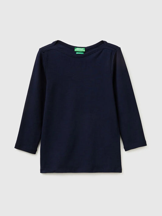Slim fit t-shirt with boat neck