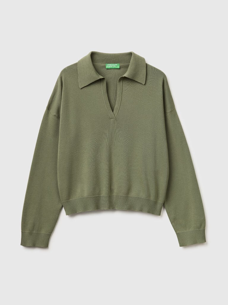 Premium cotton polo neck sweater