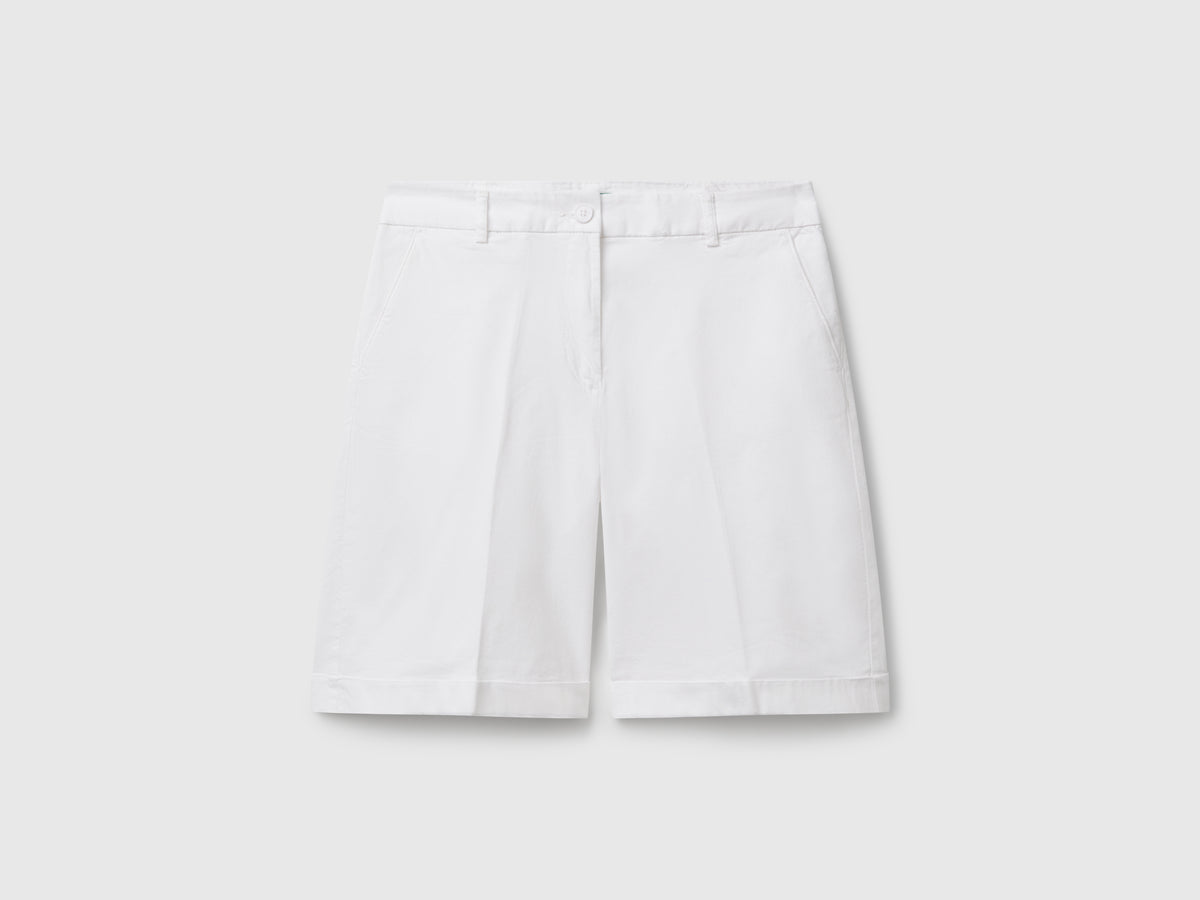 Bermudas with cuff in stretch cotton