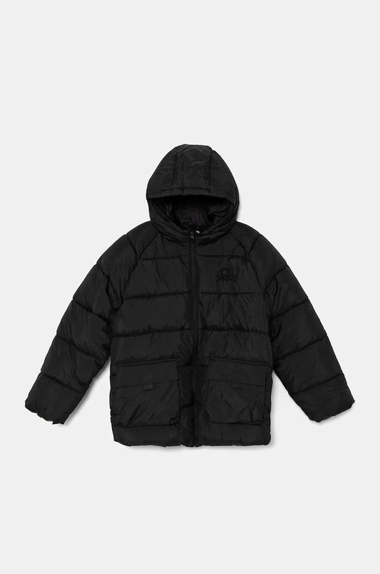 Junior boy black fleece lined puffer