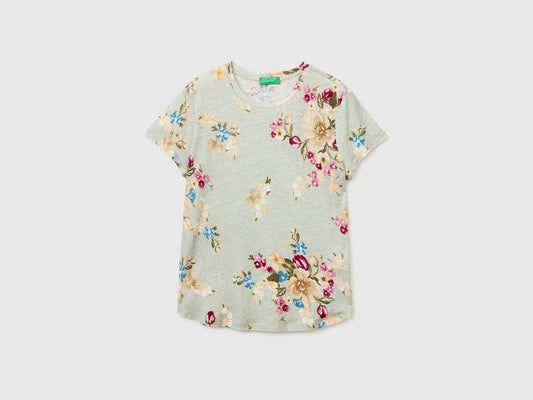 Floral linen blend T-shirt
