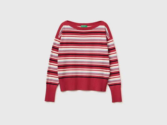 Striped boat neck sweater